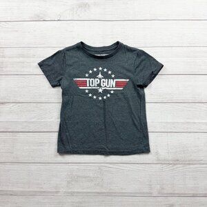 Top Gun Graphic T-Shirt Boys Short Sleeve Logo Tee Airplane Stars Shirt XS 4-5